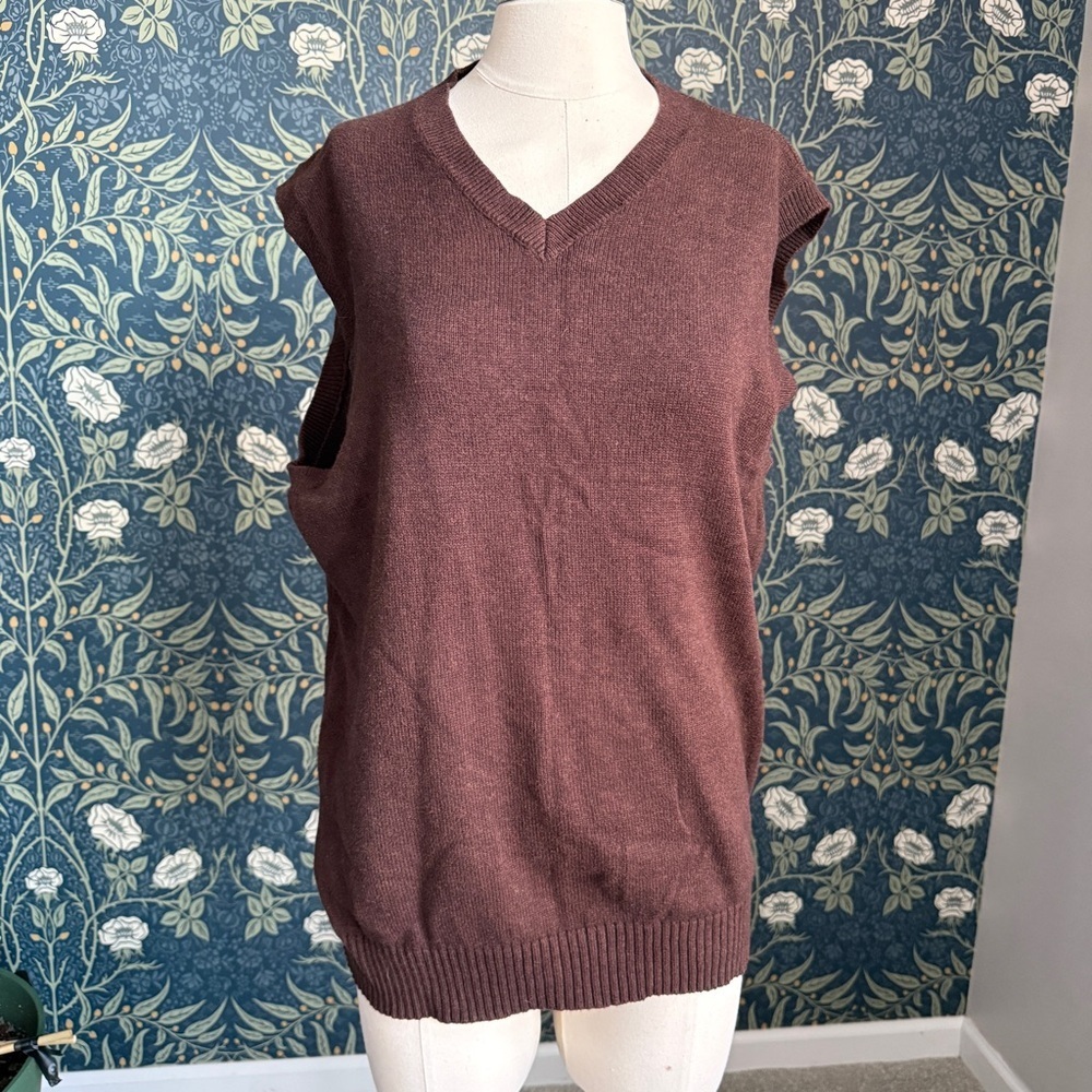 Whisky Grandpa Chocolate Brown Cotton Cashmere V Neck Sweater Vest